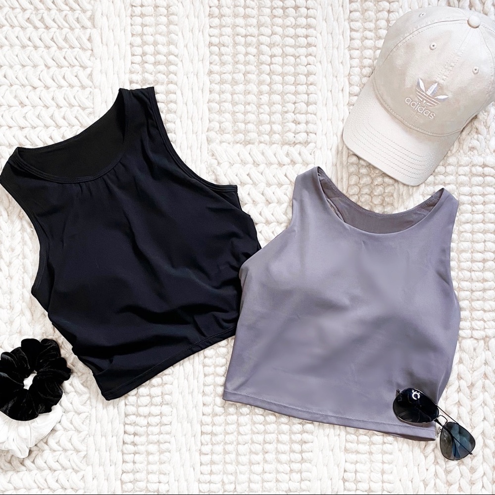 Active Extreme Racerback Plum Grey Crop Tank Top - Picture 7 of 10
